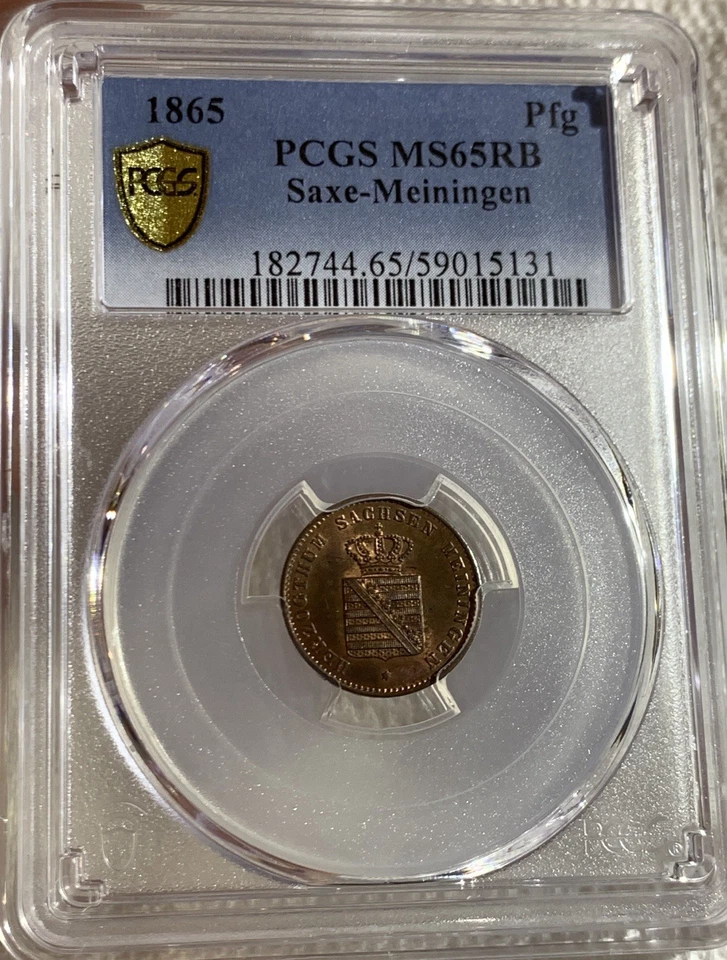 Germany Saxe-Meiningen 1863 1 Pfennig PCGS MS-65 RB Top Pop1 - Image 4 of 4