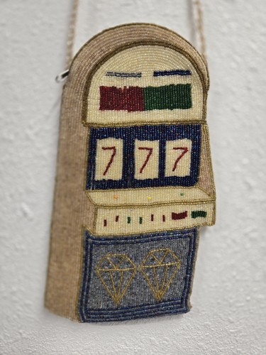 Vintage Reißverschluss Perlen Glücksspielautomat Glücksspiel 777 Geldbörse Las Vegas - Bild 2 von 13