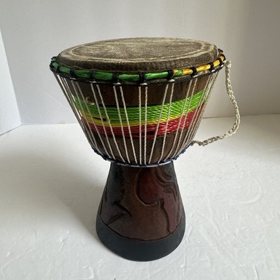 West African Djembe Hand-carved Painted Hand Drum Percussion Instrument 8 