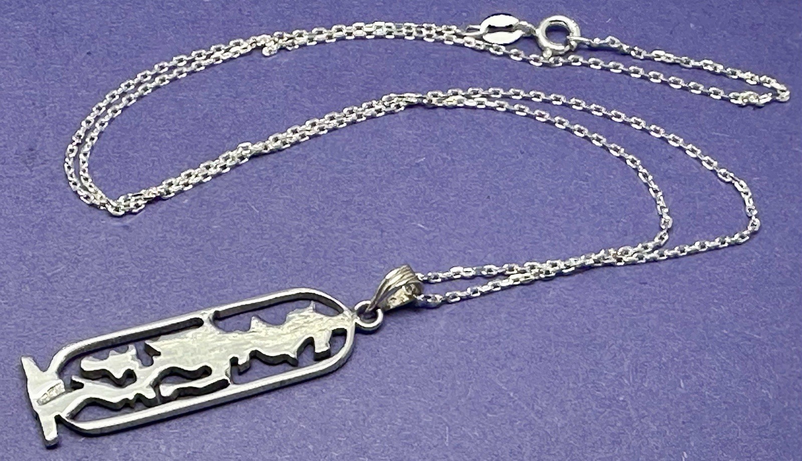 VINTAGE EGYPTIAN SOLID 800 SILVER HIEROGLYPHIC PE… - image 7