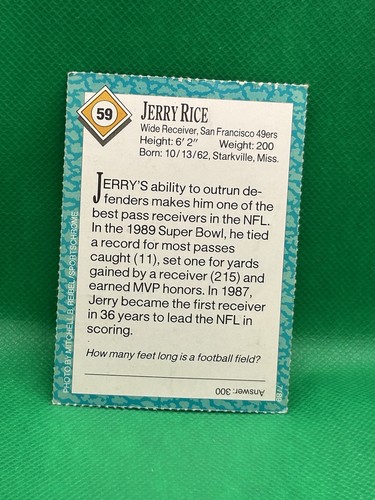 Sports Illustrated for Kids 1989 serie 1 - #59 Jerry Rice - Imagen 2 de 2