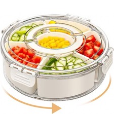 Geteiltes Snackbox mit Fächern Groß Rund Snackbox Drehbar mit Deckel und Griff
