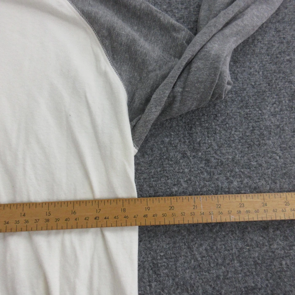 Camisa de béisbol raglán blanca gris mediana grande de capa marina para hombre manga larga Foto 4 de 4