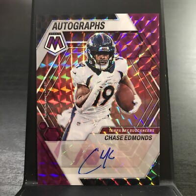 2023 PANINI MOSAIC 37/49 SSP CHASE EDMONDS AUTOGRAPHS PURPLE PRIZM AH-CE BUCS