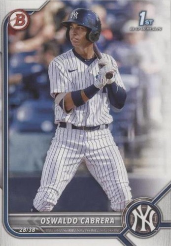 OSWALDO CABRERA NEW YORK YANKEES SIGNED 2022 1ST BOWMAN BP-17