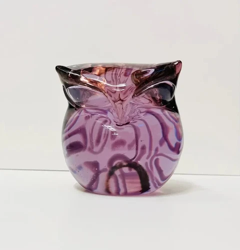 Vintage Murano Glass Cenedese Owl Neodymium/Praseodymium?Purple/Figure/Sculpture