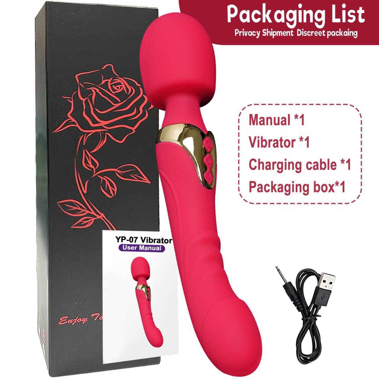 Double Head Shock AV Vibrator Stick G-Spot Massager Dildo Sex Toys For Women