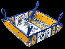 French Provencal Breadbasket Flowers Blue & Yellow - Made in France