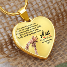 Aunt Gift from Niece, Aunt Birthday Gift, Mothers Day Heart Necklace for Aunt