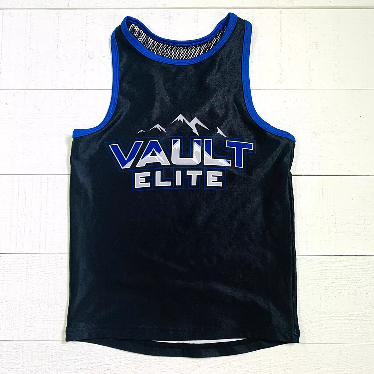 Rebel Athletic Youth L YL Tank Racerback Mesh Gymnastics VAULT ELITE Blue  Black