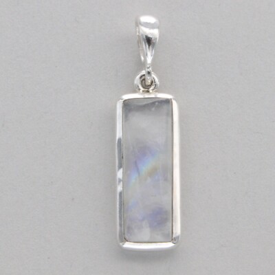 Square Rectangle Rainbow MOONSTONE Pendant 925 STERLING SILVER Natural #2e