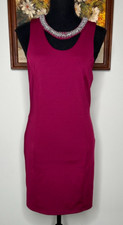 Forever 21 Pencil Dress Women's Medium Keyhole Beaded Stones Maroon Lined Party