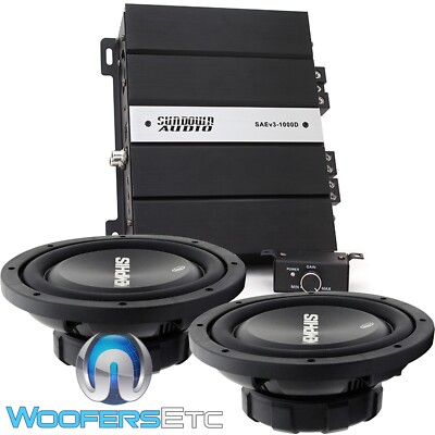 pkg SUNDOWN AUDIO SAE1000D-v3 AMPLIFIER + (2) CSA10S4 10'' SHALLOW SUBWOOFERS NEW