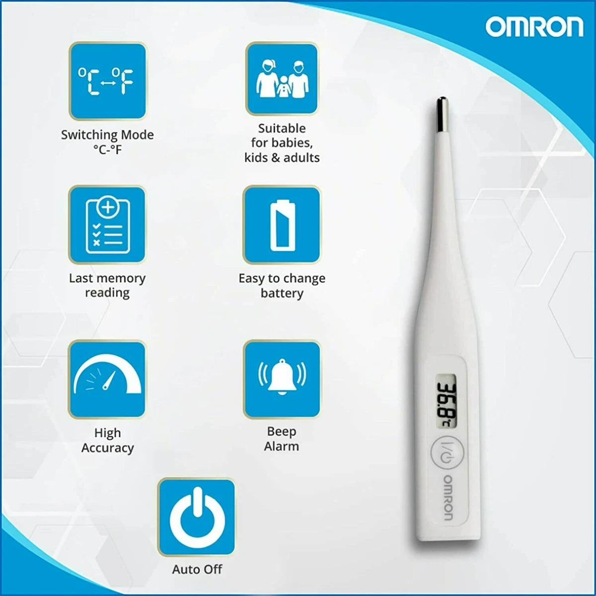 Omron MC 246 Digital Thermometer Oral Underarm Temperature Water