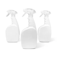 32 oz Plastic Spray Bottle 3 Pack White HDPE Chemical Resistant Bleach Cleaner 