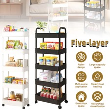 Carrello da cucina scaffale con ruote scaffale scorrevole ripiani in plastica + 4 ruote scaffale per nicchia
