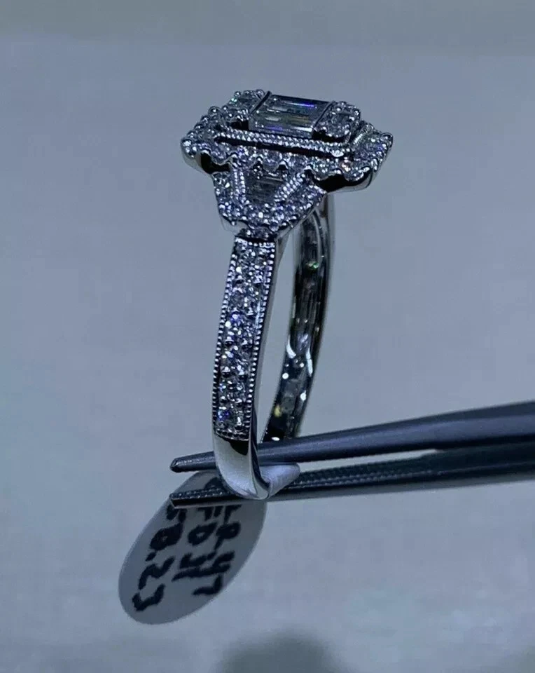 3Ct Lab Created Diamond Cluster Engagement Ring 14K White Gold Finish - Image 3 of 4