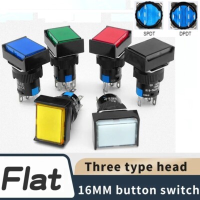 16mm SPDT/DPDT5A Momentary Black Rectangle Plastic Push Button Switch CE,UL,RoHS