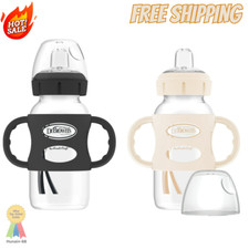 Dr. Brown's Milestones Wide-Neck Sippy Spout Bottle 9oz Black  Ecru 2-Pack