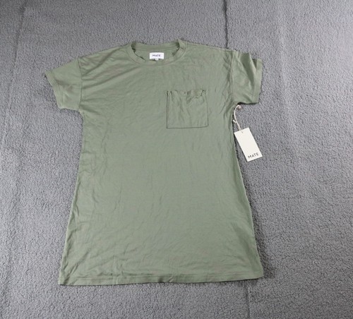 Mate The Label Dress Xs Green Sage Tencel Sleep Tee Dress Organic One Pocket New