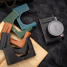 For Leica Q Handmade Genuine Real Leather Half Camera Case Bag Cover