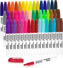 48 Colors Permanent Markers, Fine Point, Assorted Colors, Works on Plastic,Wo...