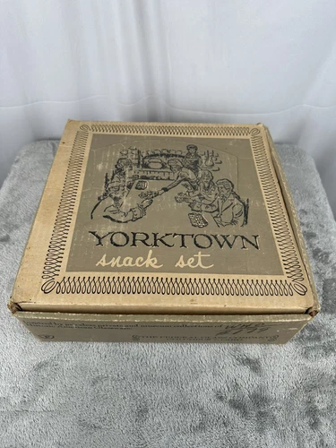 Vintage Yorktown Snack Set of 4 Cups & 4 Plates - The Federal Glass Company