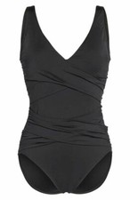  304 Tommy Bahama Women's Black Wrap Front Slimming One-Piece Swimsuit Size 4