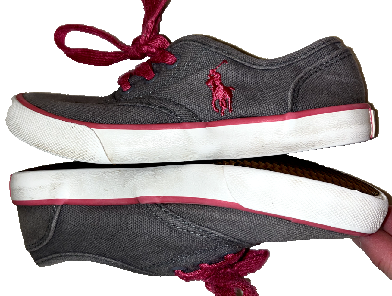 PONY POLO RALPH LAUREN Ragazze Grigio Rosa Caldo Sneakers Scarpe Tennis Stringate TG 11