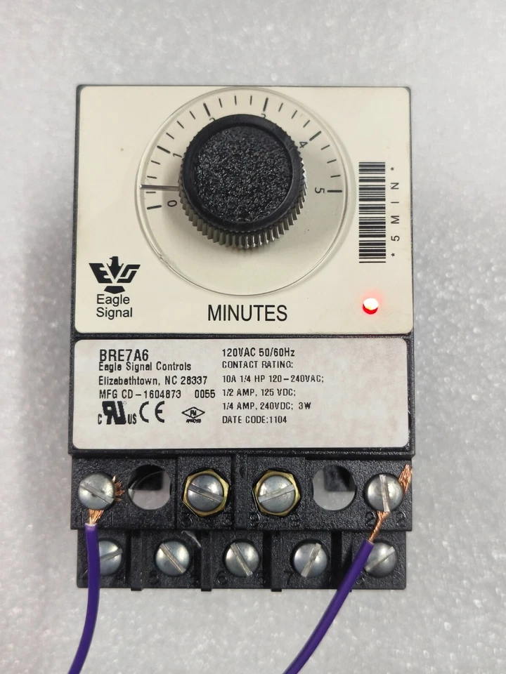 EAGLE SIGNAL BRE7A6 ELECTRONIC RESET TIMER 0-5MIN 120VAC 50/60HZ 10A 1/4HP - Image 2 of 4