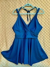 Bloomchic Size 14-16 Women's Teal One Piece Skirted Swimsuit
