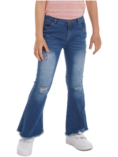 Girls Bell-bottom Pants Denim Long Flared Trousers Casual Bottoms Daily WearS - Picture 6 of 32