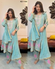 INDIAN DESIGNER SUIT WITH HEAVY GEORGETTE THREAD SEQUENCE WORK FOR PARTY WEAR