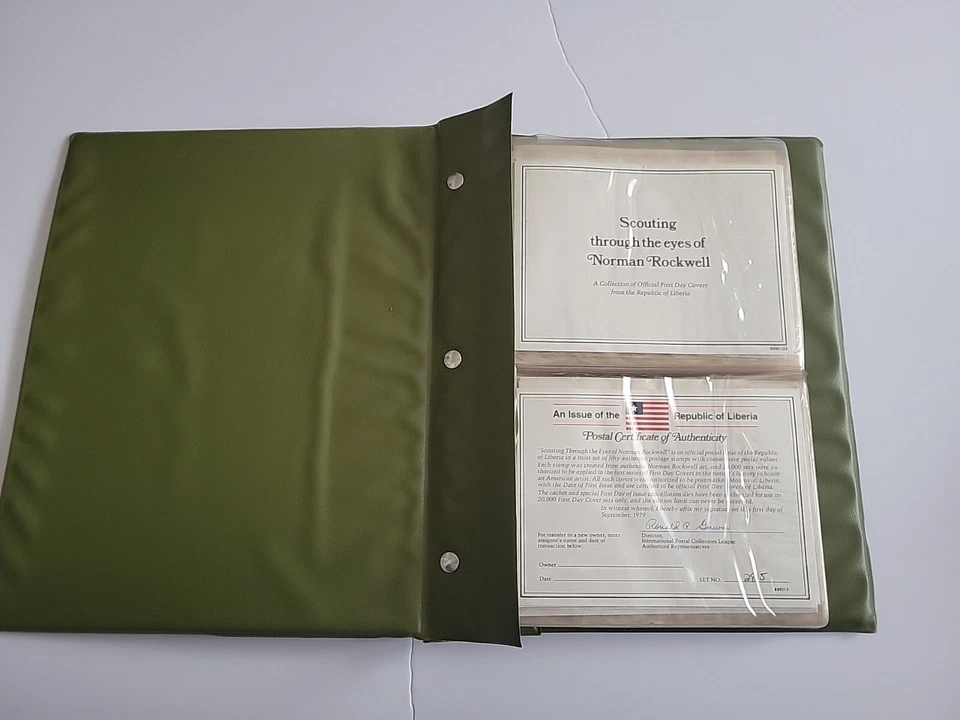 Scouting Through the Eyes of Norman Rockwell LIBERIA 1979 50 FDCs Stamp Album.  - Image 2 of 4
