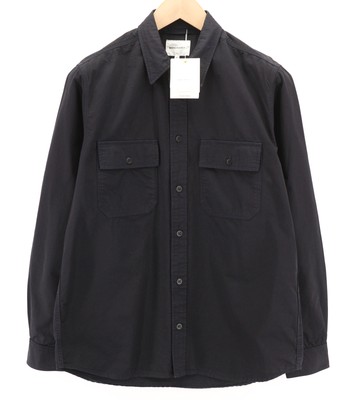 NORSE PROJECTS Men Shirt M Navy Blue Pure Cotton Long Sleeved Button-Up
