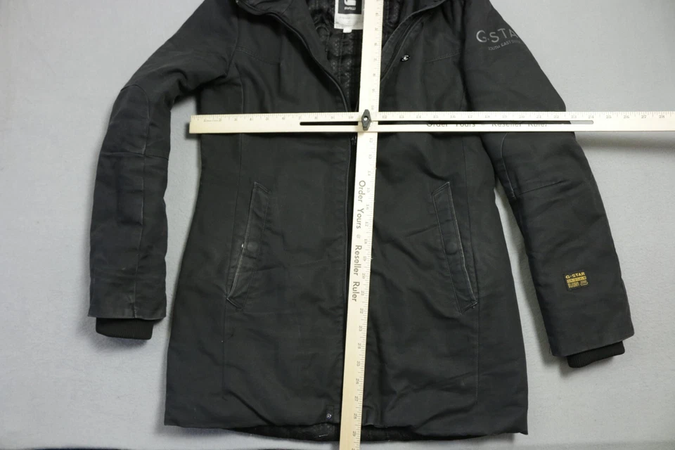 Chaqueta G-Star Raw Con Capucha Mujer Mediana Negra Cremallera Completa Acolchado Cremallera Capucha Foto 3 de 4