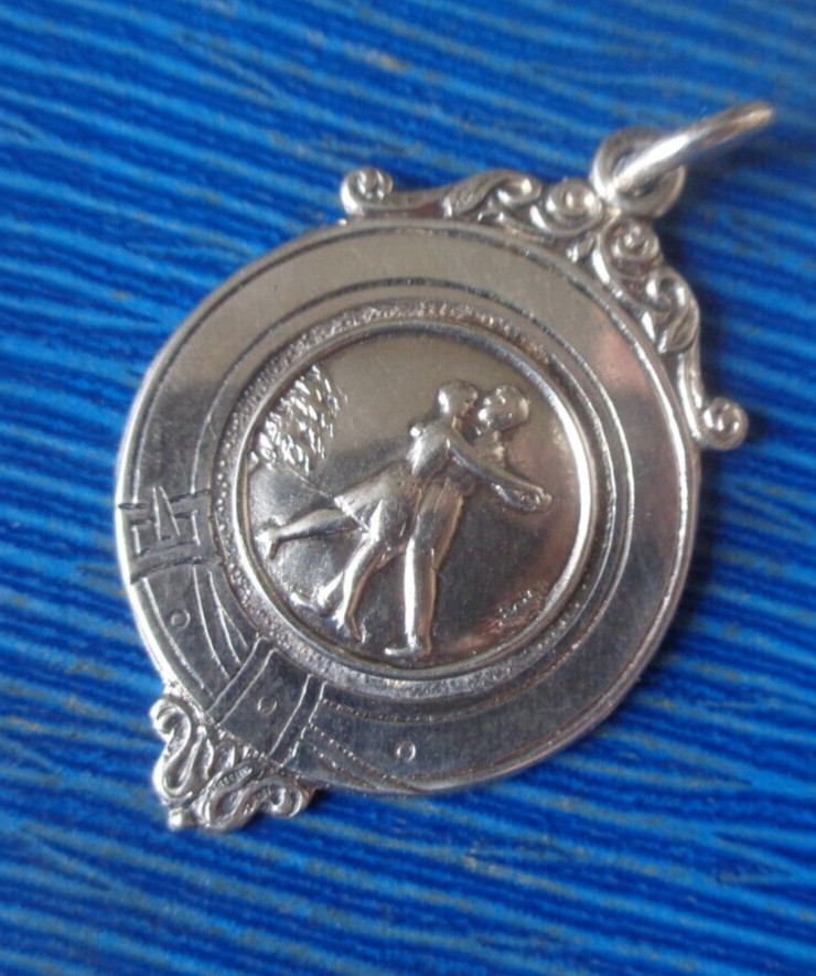 Vintage Sterling Silver Medal h/m 1928 B'ham Ballroom Dancing Northern Ireland ? thumbnail 3