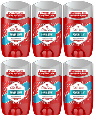 6 OLD SPICE POWER START Fresh Citrus 24/7 Fresh Antiperspirant Sticks 50ml