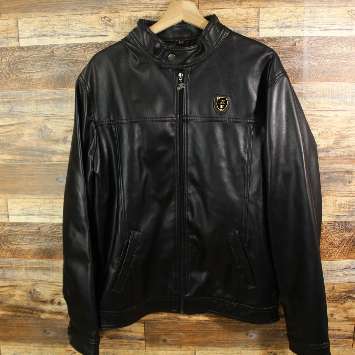 A Collezioni Mens Faux Leather Jacket Size XXL Motorcycle bike eBay