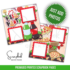 Pizza Party Scrapbook Pages Food Drink PRINTED Premade Scrapbook Quick Pages 34