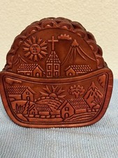 Hand Tooled Leather Coasters w/holder. Peru. 6 coasters. Great Condition