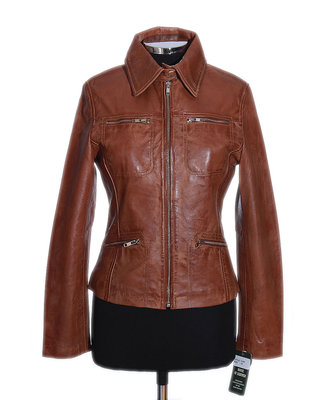JENNY hellbraune Damen Smart Shirt Stil echtes gewachstes Lammleder Leder Mode Jacke
