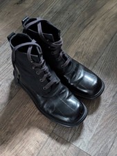GUCCI Vintage Army Combat Unisex Ankle Boots w/ Green Red Accent Stripe