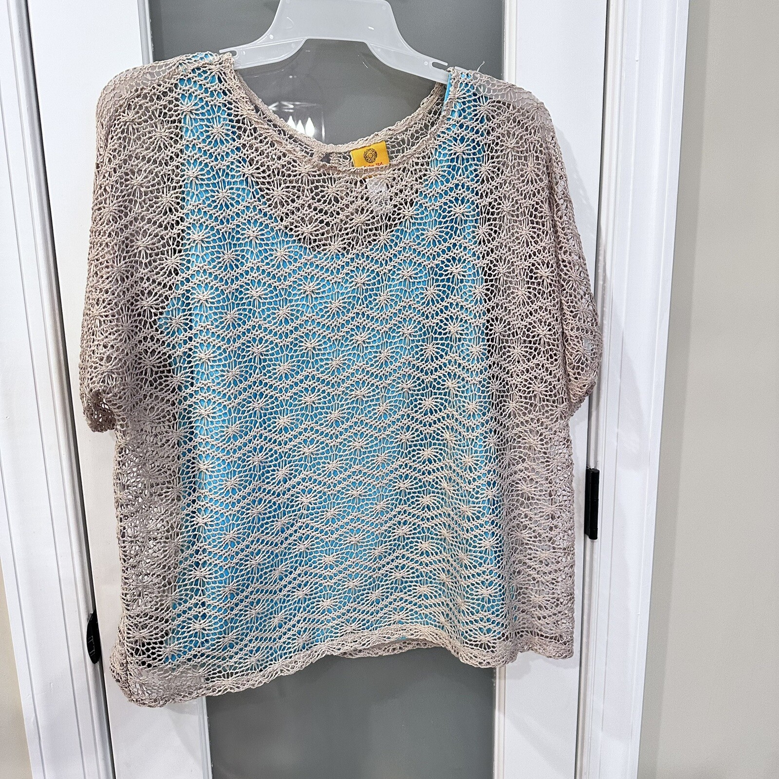 Ruby Rd Size 16W Teal Cami with lace crochet over… - image 1