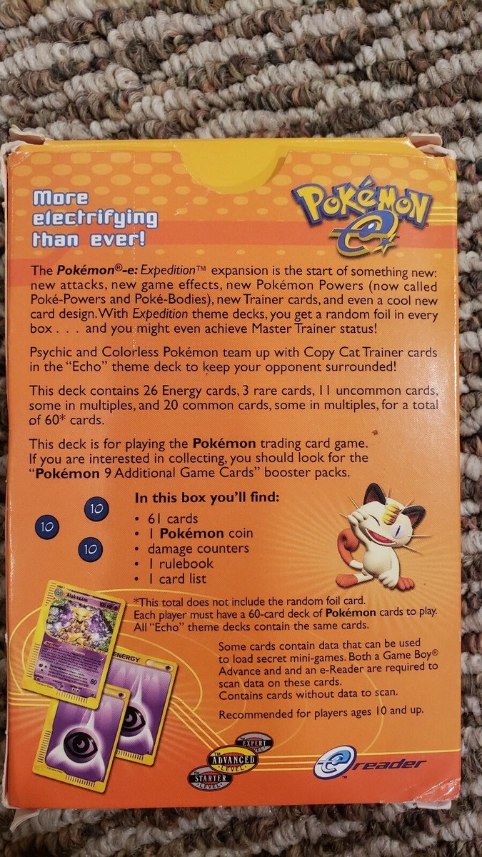 Pokemon OPENED Expedition Base Set Echo Theme Deck Vintage 2002