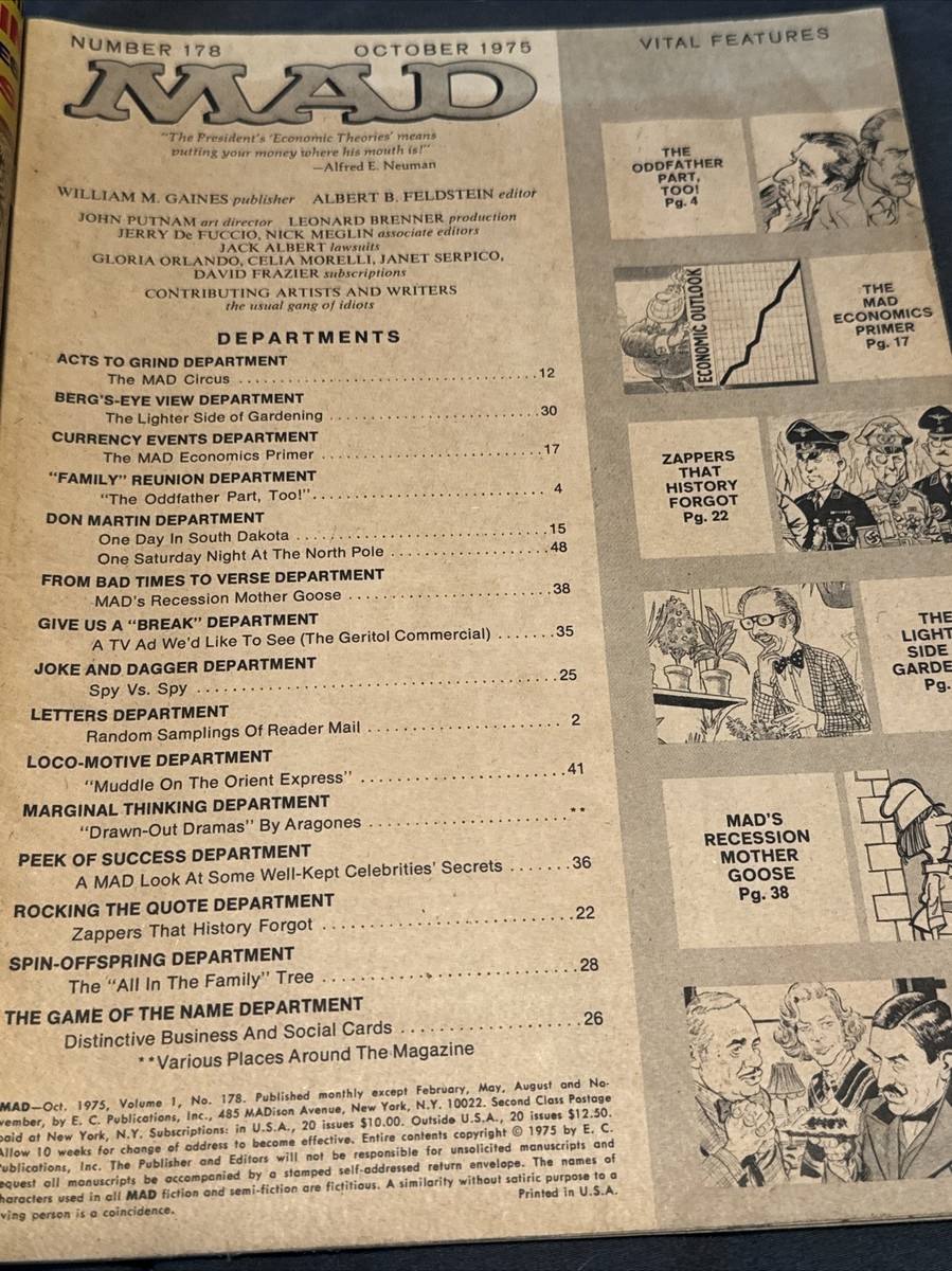 MAD MAGAZINE #178 1975 THE GODFATHER II 