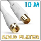 10M GOLD Coax screw Lead TV Antenna Cable PAL Male to F-Type Flylead Aerial Cord