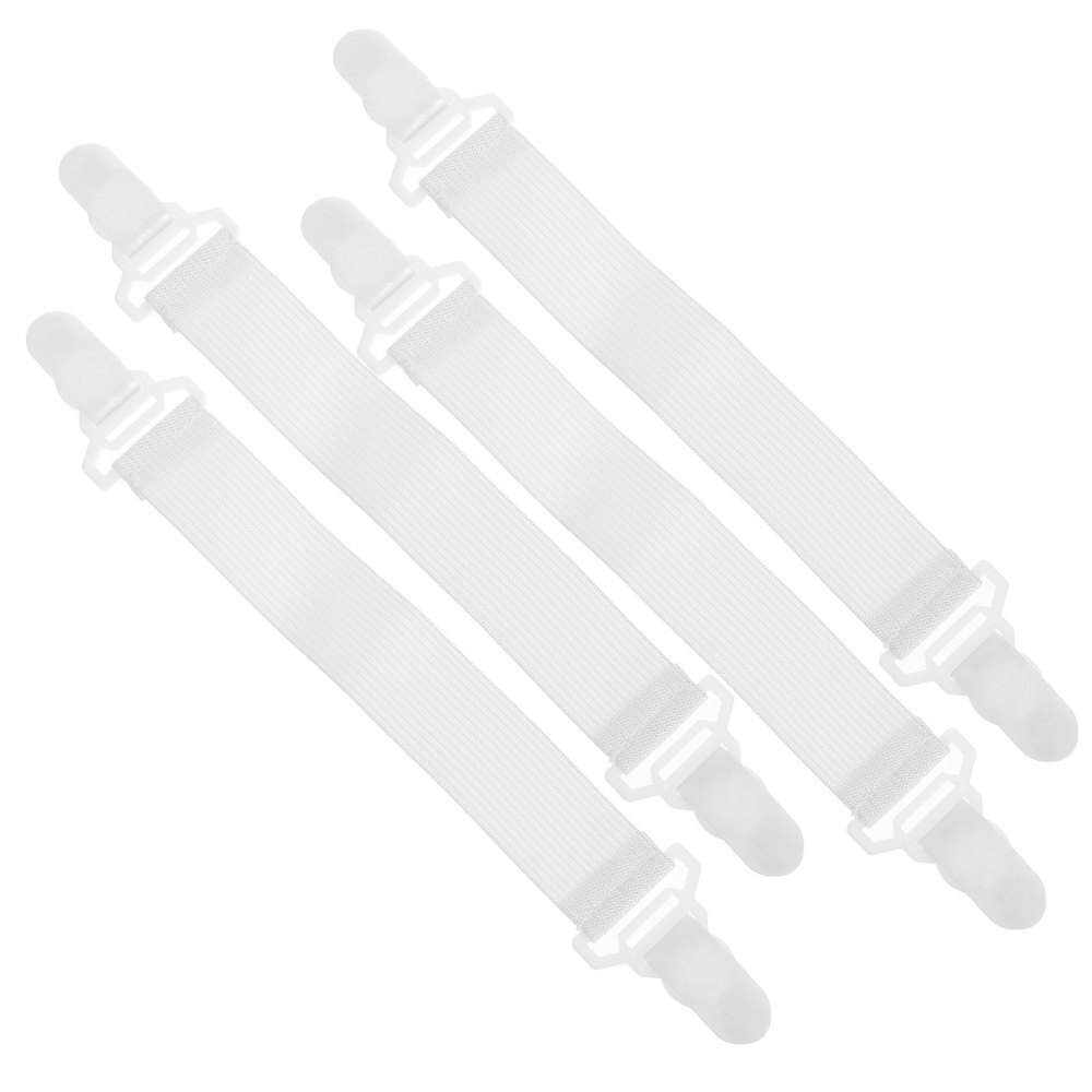 4 Pcs Elastic Straps with Suspender Clips Garter Style Bed Sheet Band