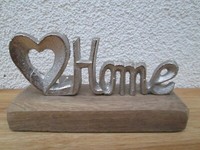 Aufsteller, Schriftzug Herz Home Aus Mangoholz Braun (B/H/T) 15,5X9X5Cm Wohnen