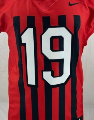 Nike Kaitsu FC シャツ 19番 レッド NEW Nike Red Black Stripe #19 Fitted Football Sport Jersey Shirt